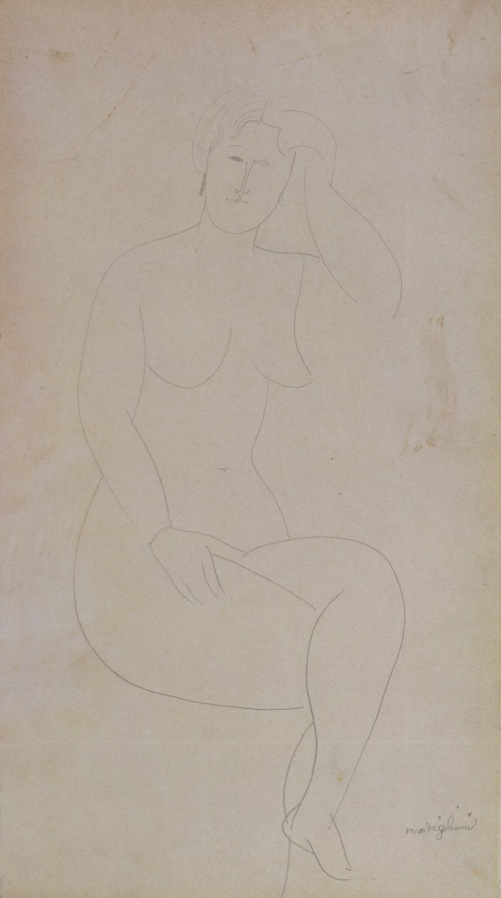 Naga Stojąca Dziewczyna (Skrzyżowane Nogi) autorstwa Amedeo Modigliani