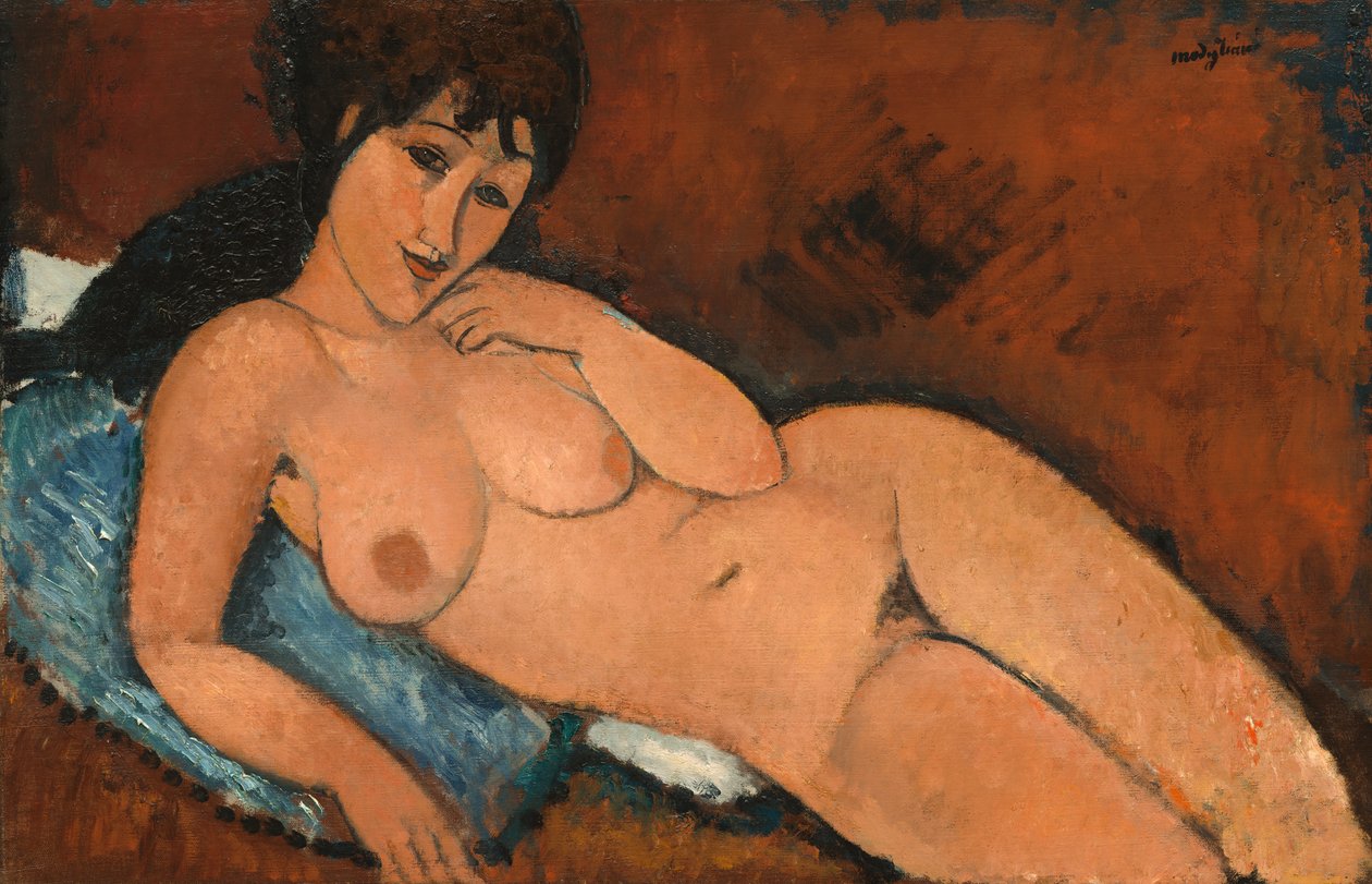 Akt na niebieskiej poduszce autorstwa Amedeo Modigliani