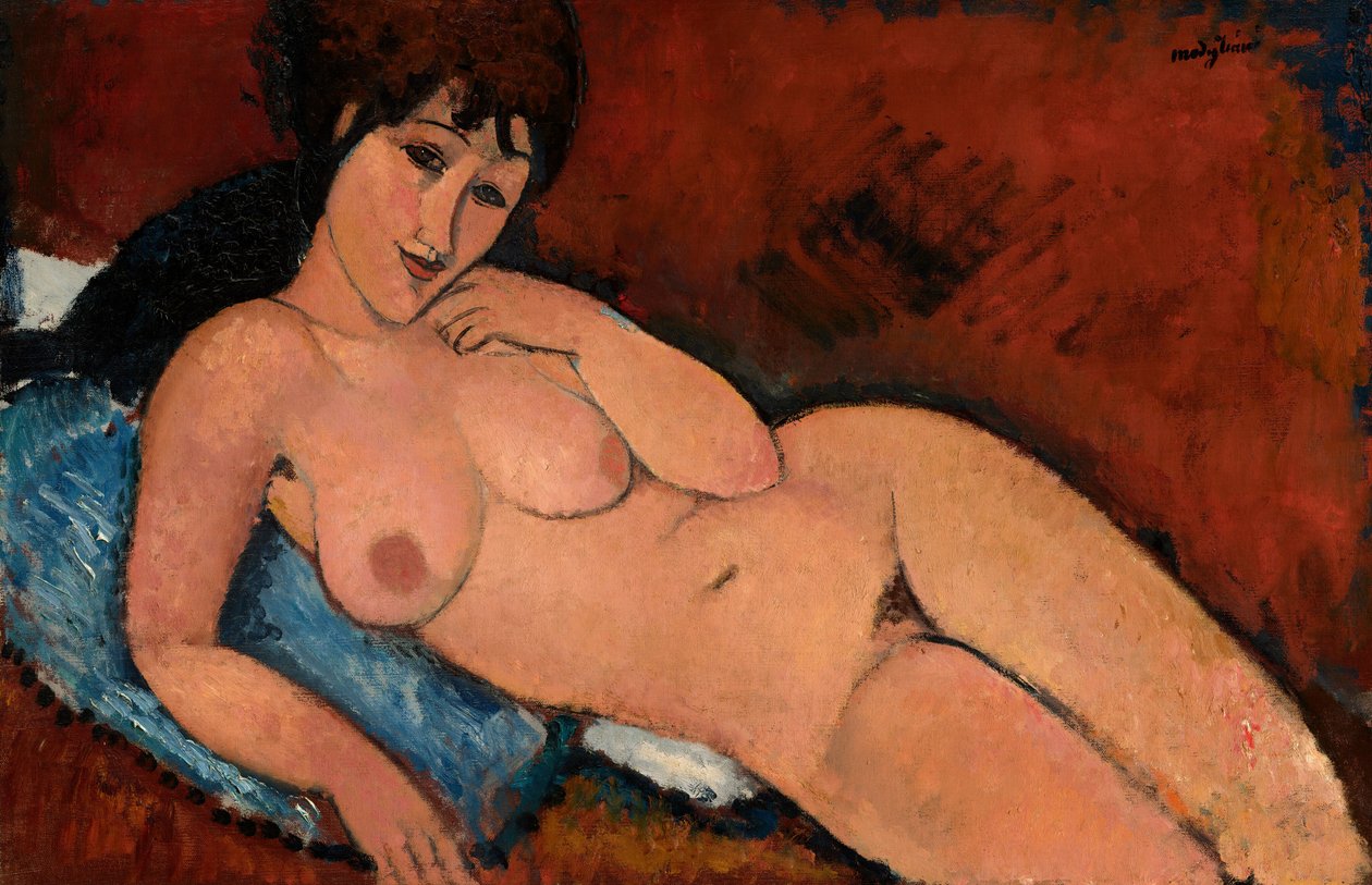 Akt na niebieskiej poduszce autorstwa Amedeo Modigliani