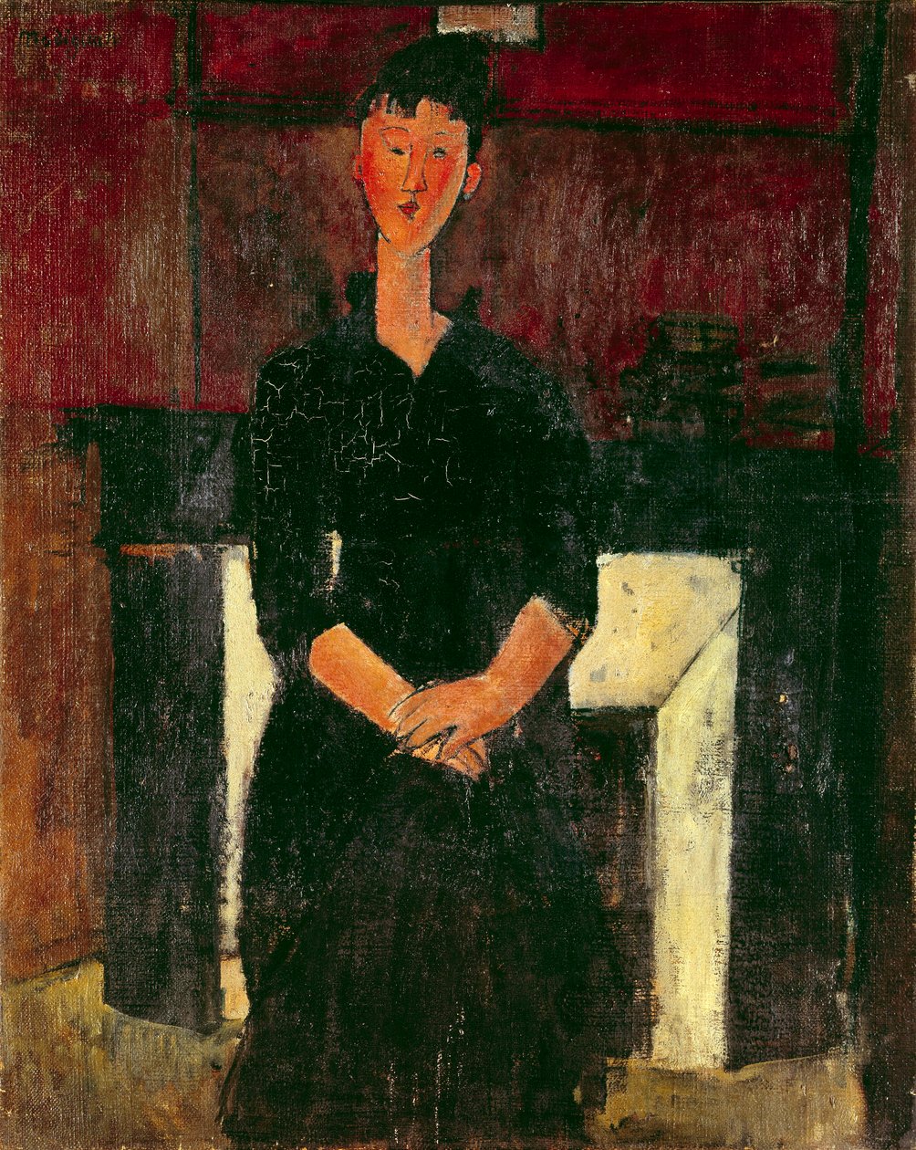 Portret dziewczynki przed kominem Obraz Amedeo Modiglianiego (1884-1920) XX wiek Ze zbiorów prywatnych autorstwa Amedeo Modigliani