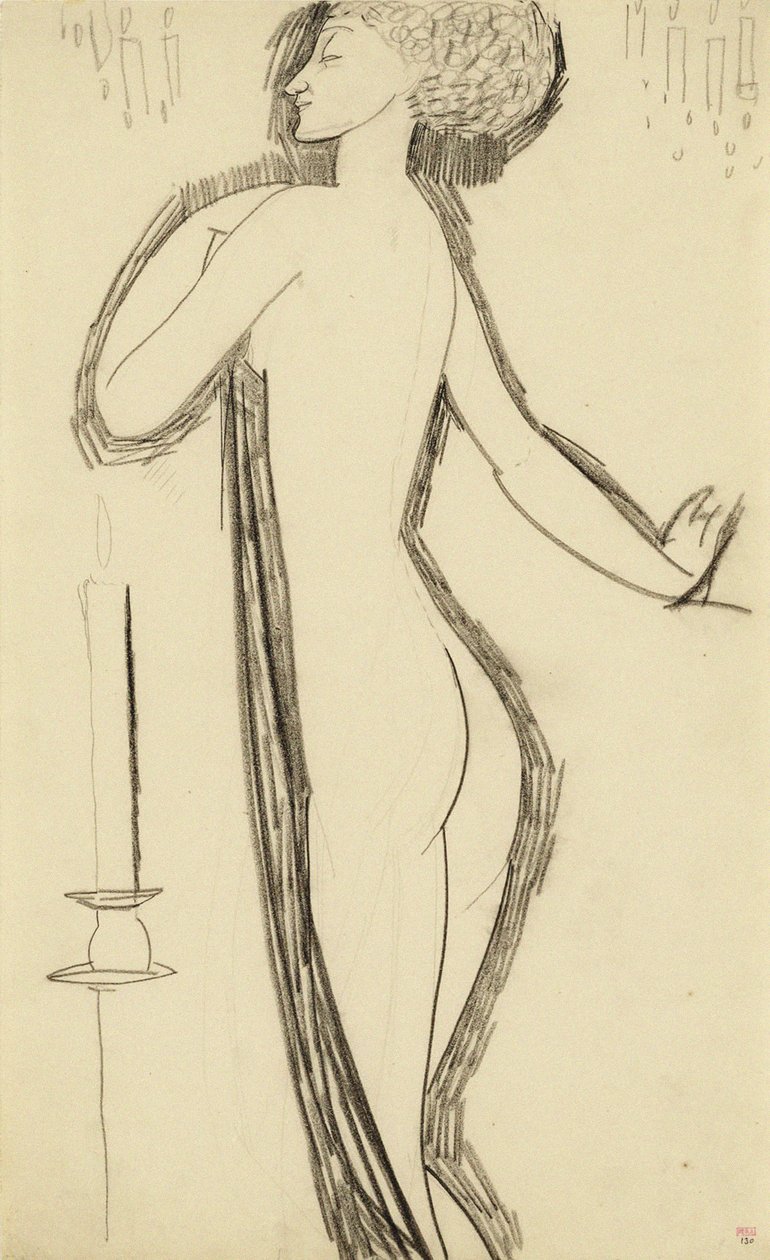 Stojący akt kobiecy w profilu z zapaloną świecą, ok. 1930 r. 1911 autorstwa Amedeo Modigliani