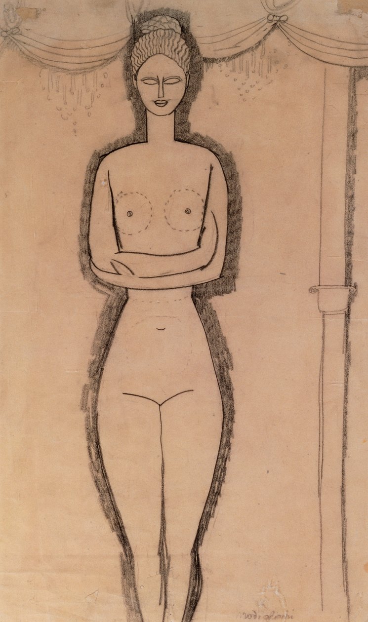 Stojący akt (ołówek na papierze) autorstwa Amedeo Modigliani