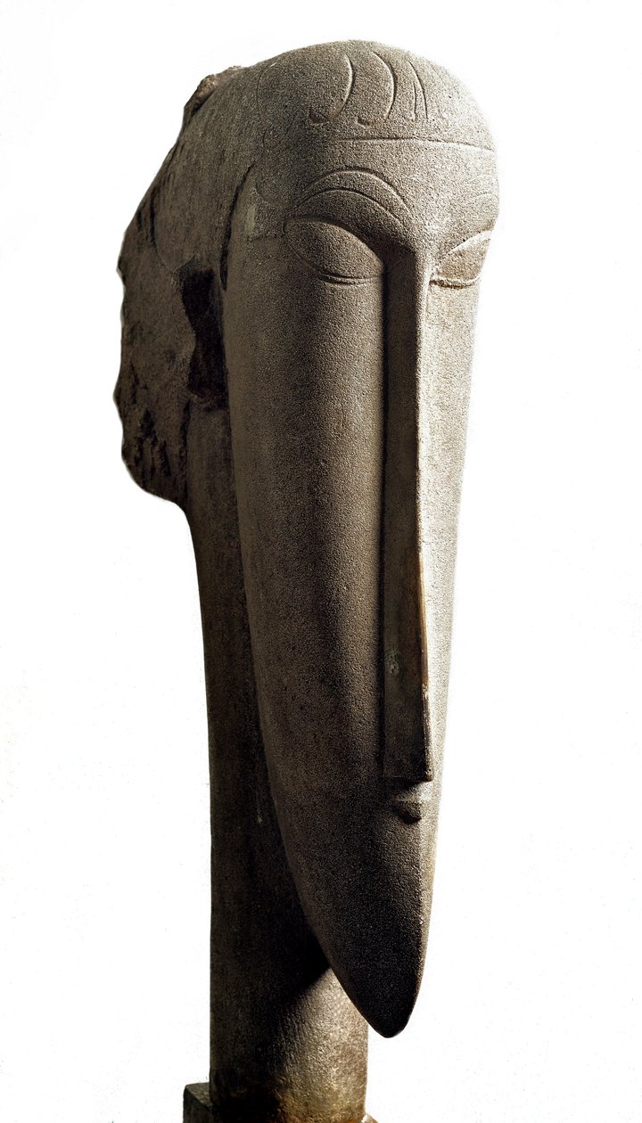Głowa. Głowa. Rzeźba Amedeo Modiglianiego (1884-1920) autorstwa Amedeo Modigliani