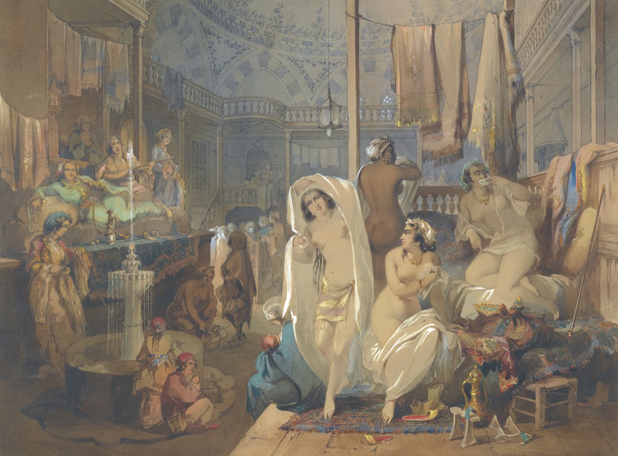 W łaźni tureckiej, 1854 autorstwa Amedeo Preziosi