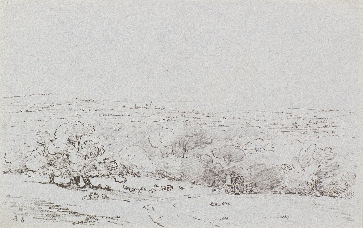 Podejście karetki do Bromley Hill, c.1803 (akwaforta) autorstwa Amelia Long