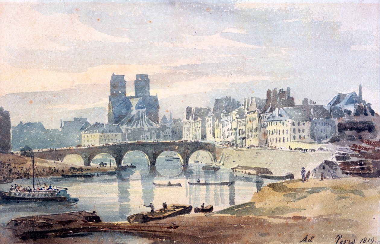 Notre-Dame de Paris z Ile Saint-Louis, 1819 autorstwa Amelia Long