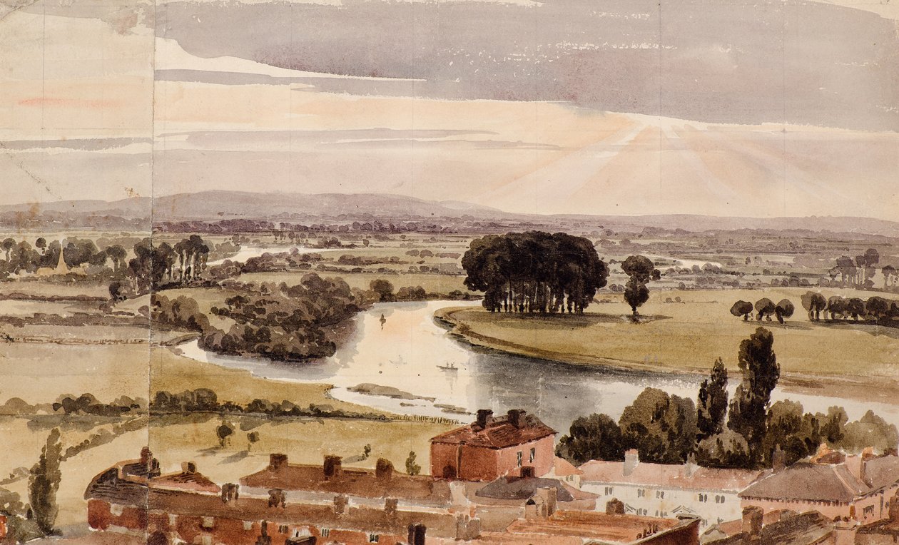 Panoramiczny widok na krajobraz, ok.1804 (akwarela) autorstwa Amelia Long