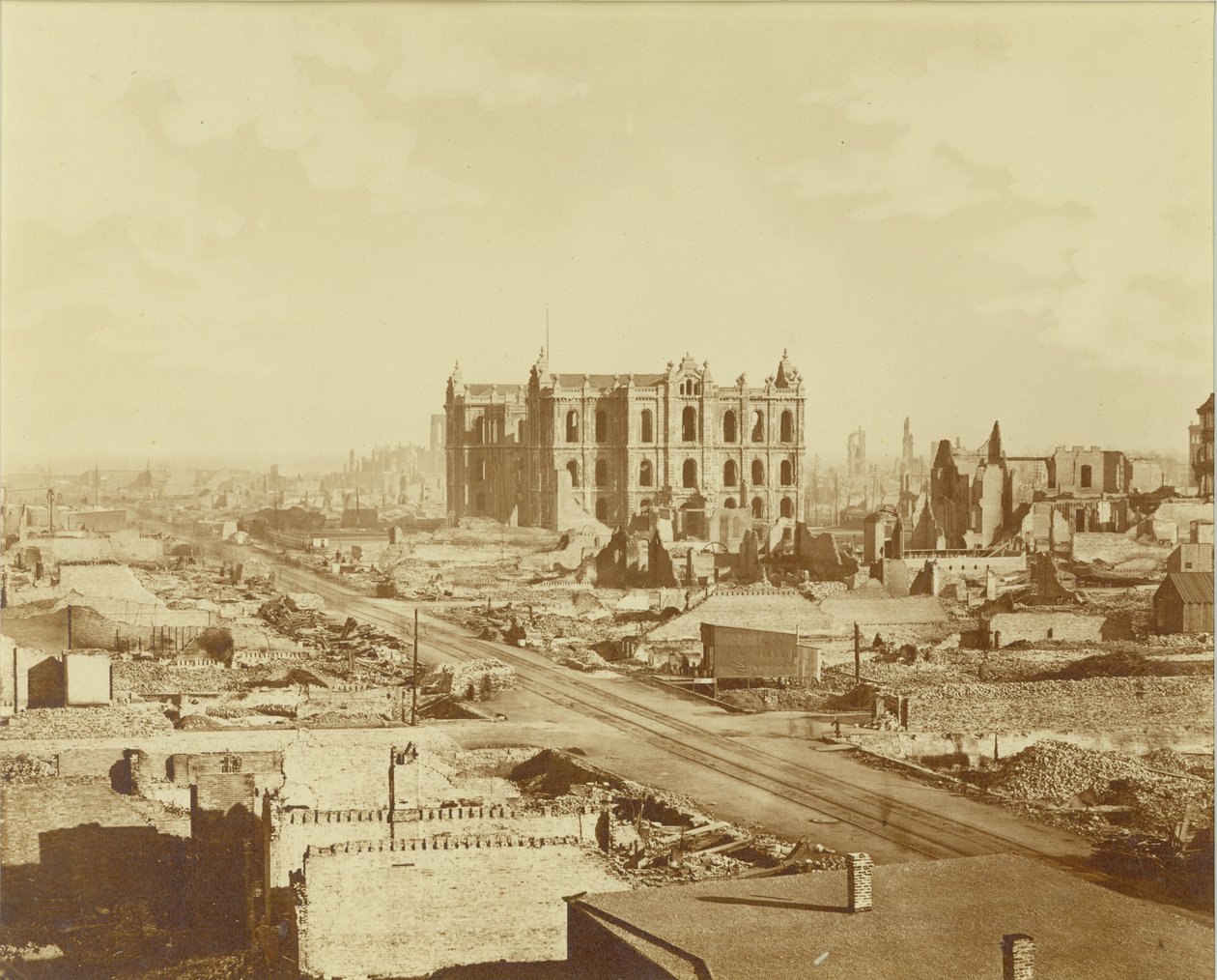 Chicago po pożarze 1871 (druk albumowy) autorstwa American Photographer