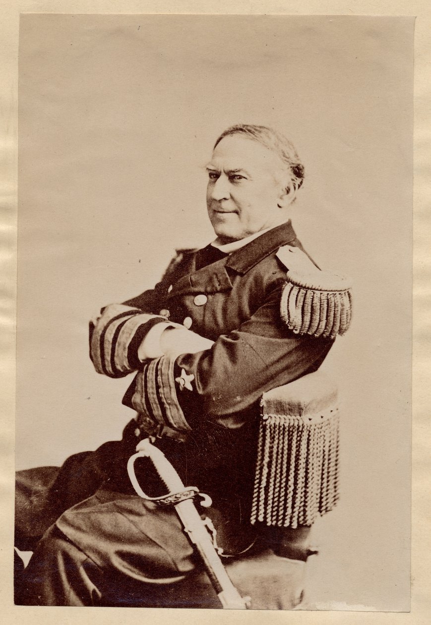 David Glasgow Farragut (1801-70), oficer marynarki USA, oficer flagowy podczas wojny secesyjnej, później admirał (zdjęcie albumu) autorstwa American Photographer
