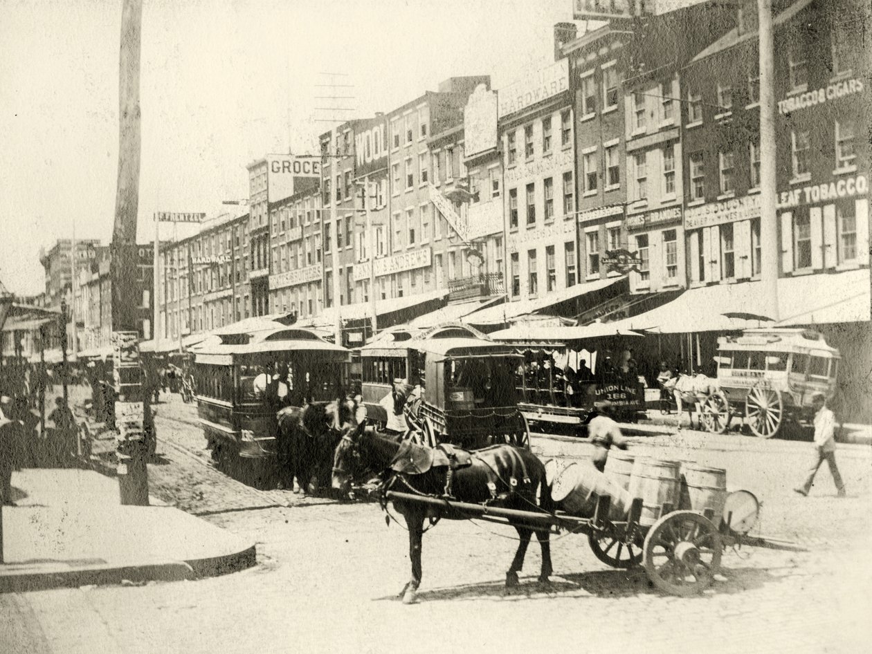 Front i Market Streets, 1881 (druk sepii) autorstwa American Photographer