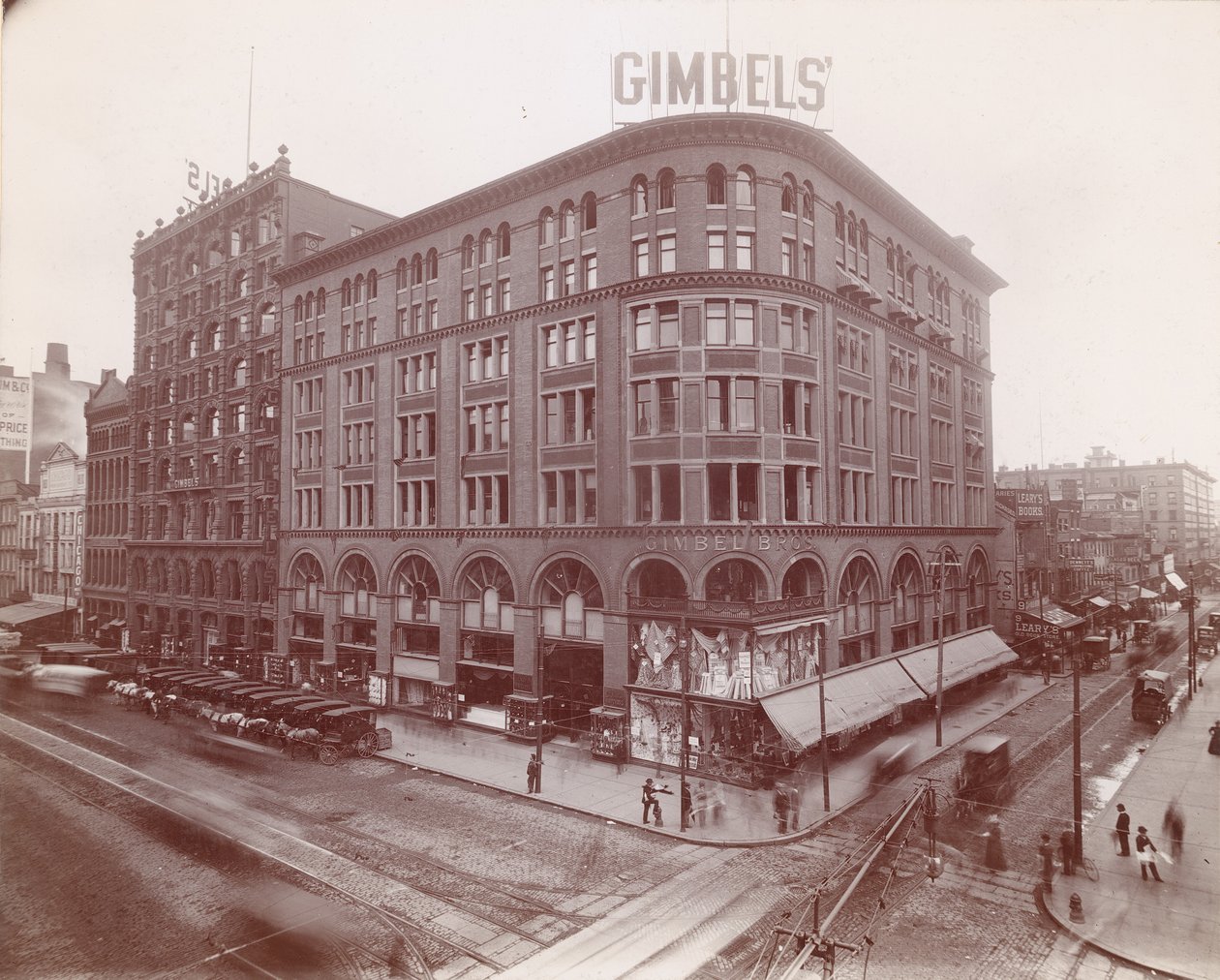 Bracia Gimbel, Market Street w 9, południowo-wschodni róg, 1899 (druk albumowy) autorstwa American Photographer