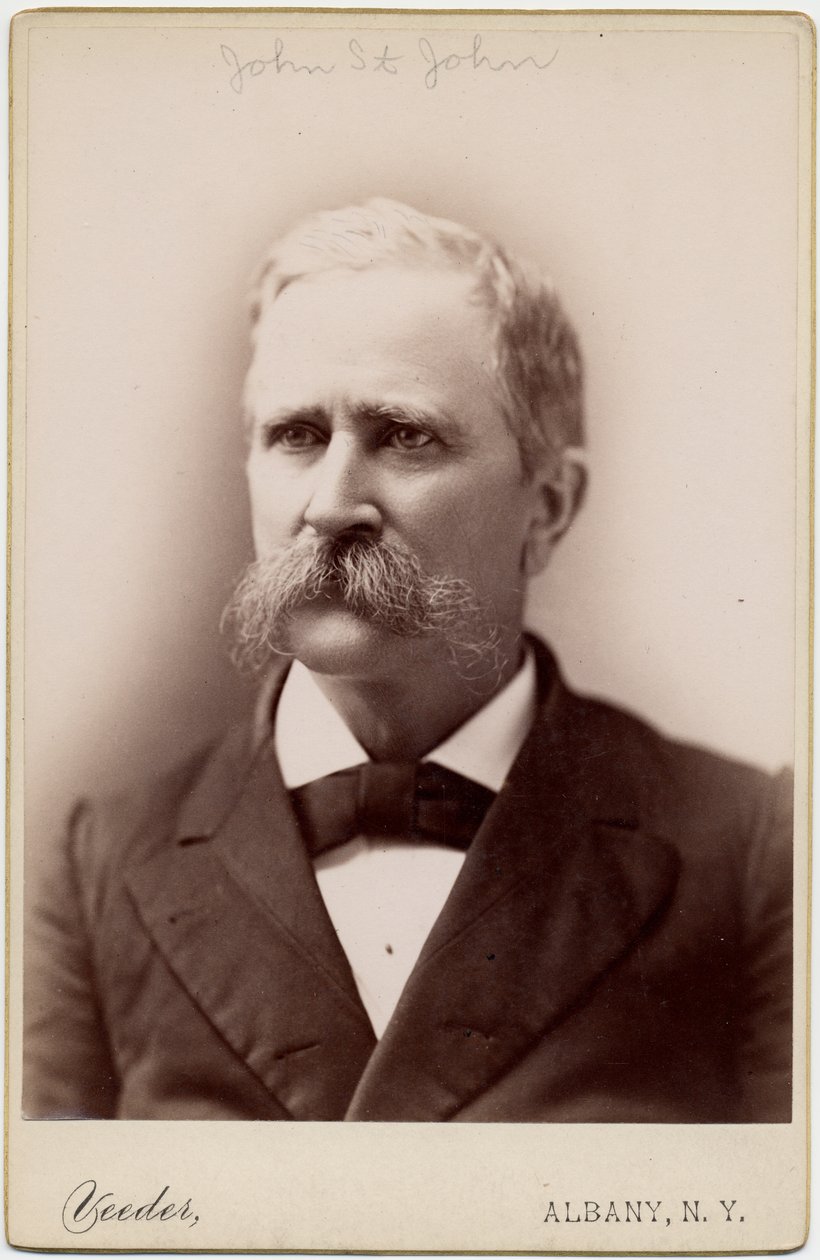 John Pierce St John (1833-1916), amerykański polityk, 8. gubernator stanu Kansas; fot. Aaron Veeder, Albany, NY (zdjęcie albumu) autorstwa American Photographer