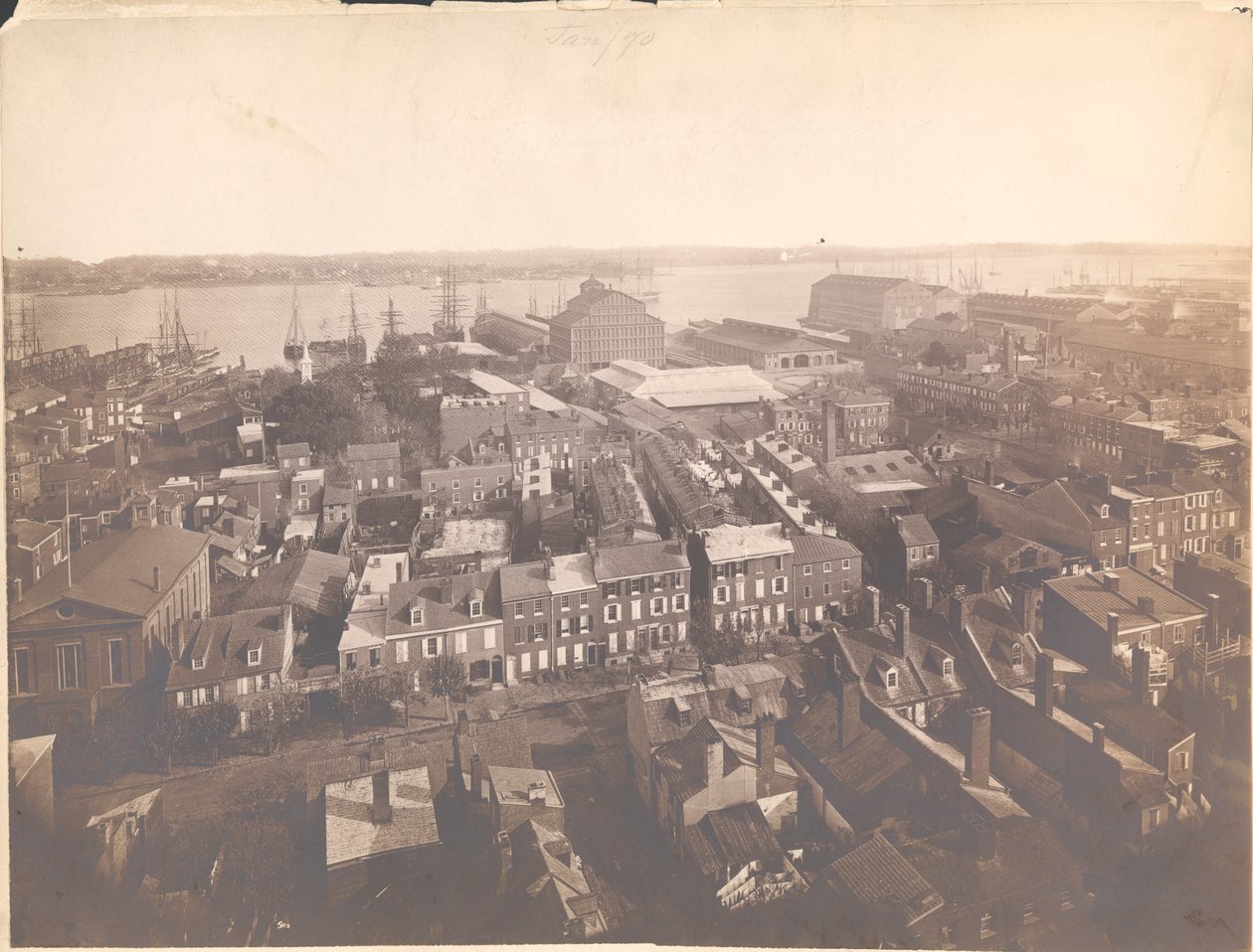 Panorama Filadelfii, widok na wschód - na wschód od wieży strzałowej, 1870 (druk albumowy) autorstwa American Photographer
