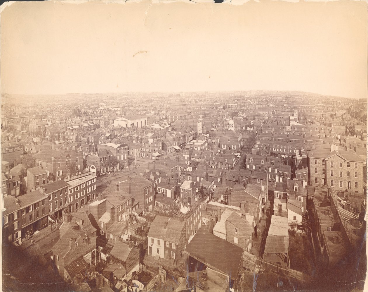 Panorama Filadelfii z wieży strzeleckiej Sparks, widok północno-zachodni, 1870 (albumen wydrukować) autorstwa American Photographer