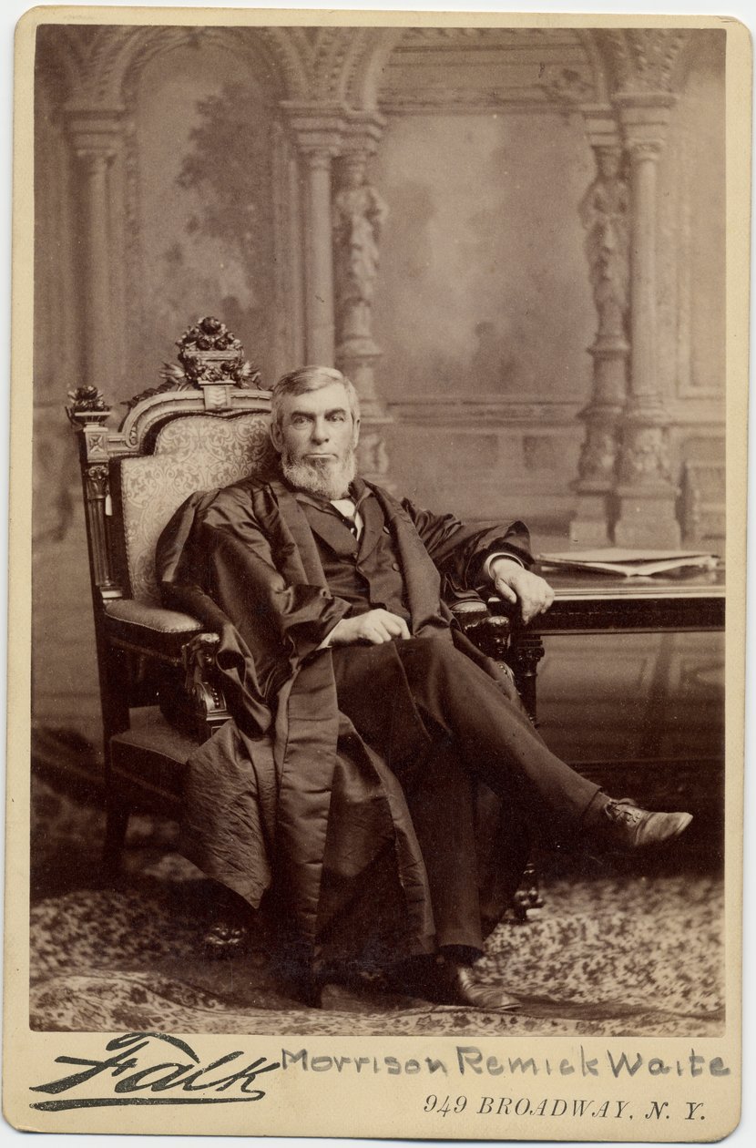 Remick Morrison Waite (1816-1888), Prezes Sądu Najwyższego USA; fot. Benjamin Falk, Nowy Jork (zdjęcie albumu) autorstwa American Photographer