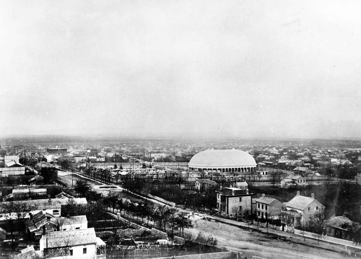 Salt Lake City i Tabernakulum, ok. 1870 r. autorstwa American Photographer