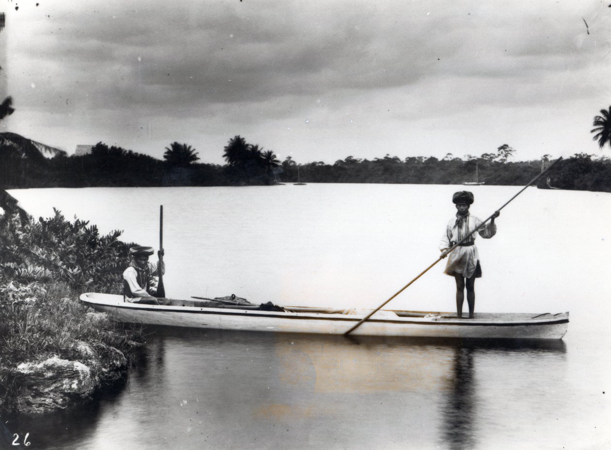 Indianie Seminole w kajaku autorstwa American Photographer