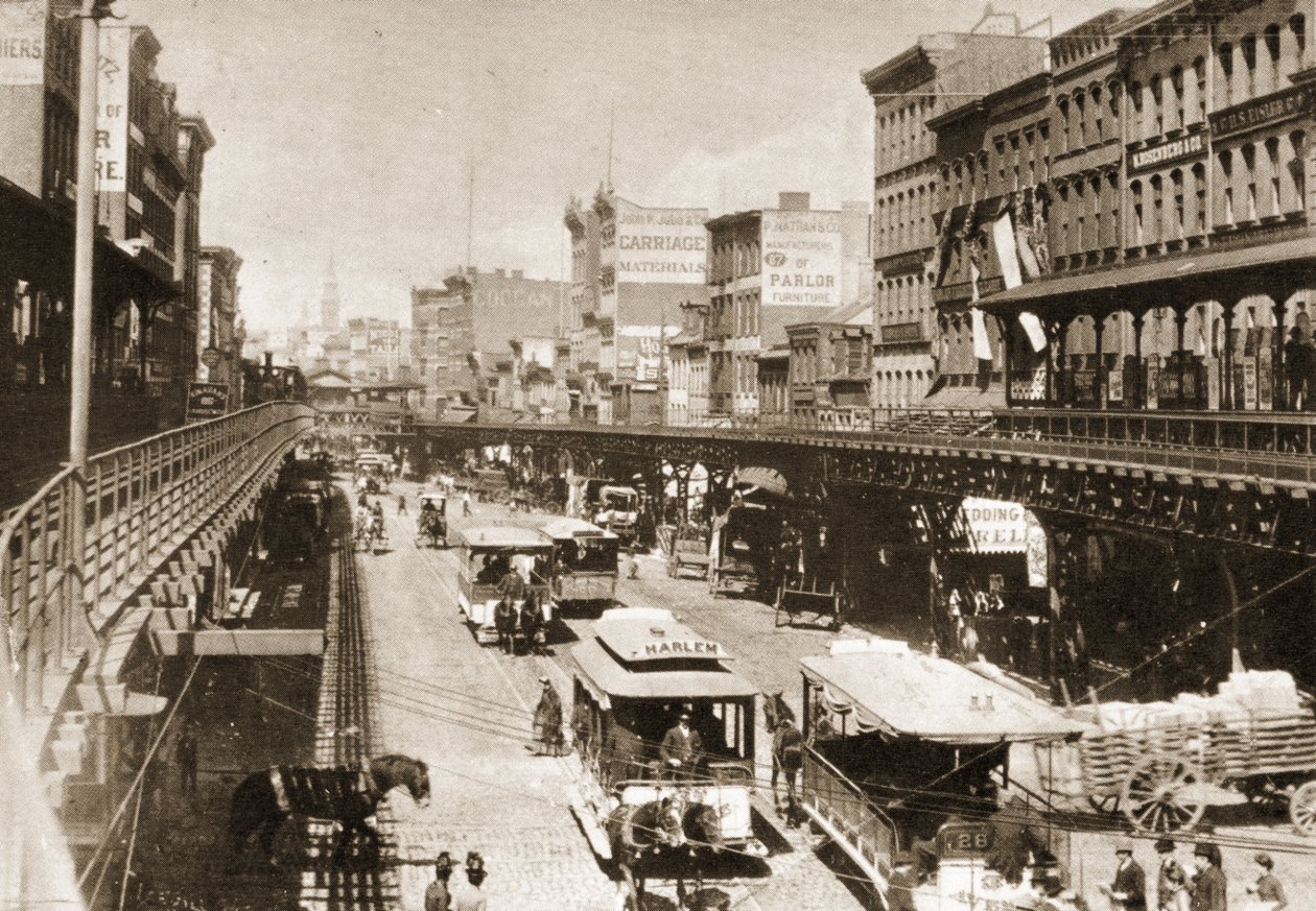 The Bowery, patrząc na północ od Canal Street, Nowy Jork, 1888 autorstwa American Photographer
