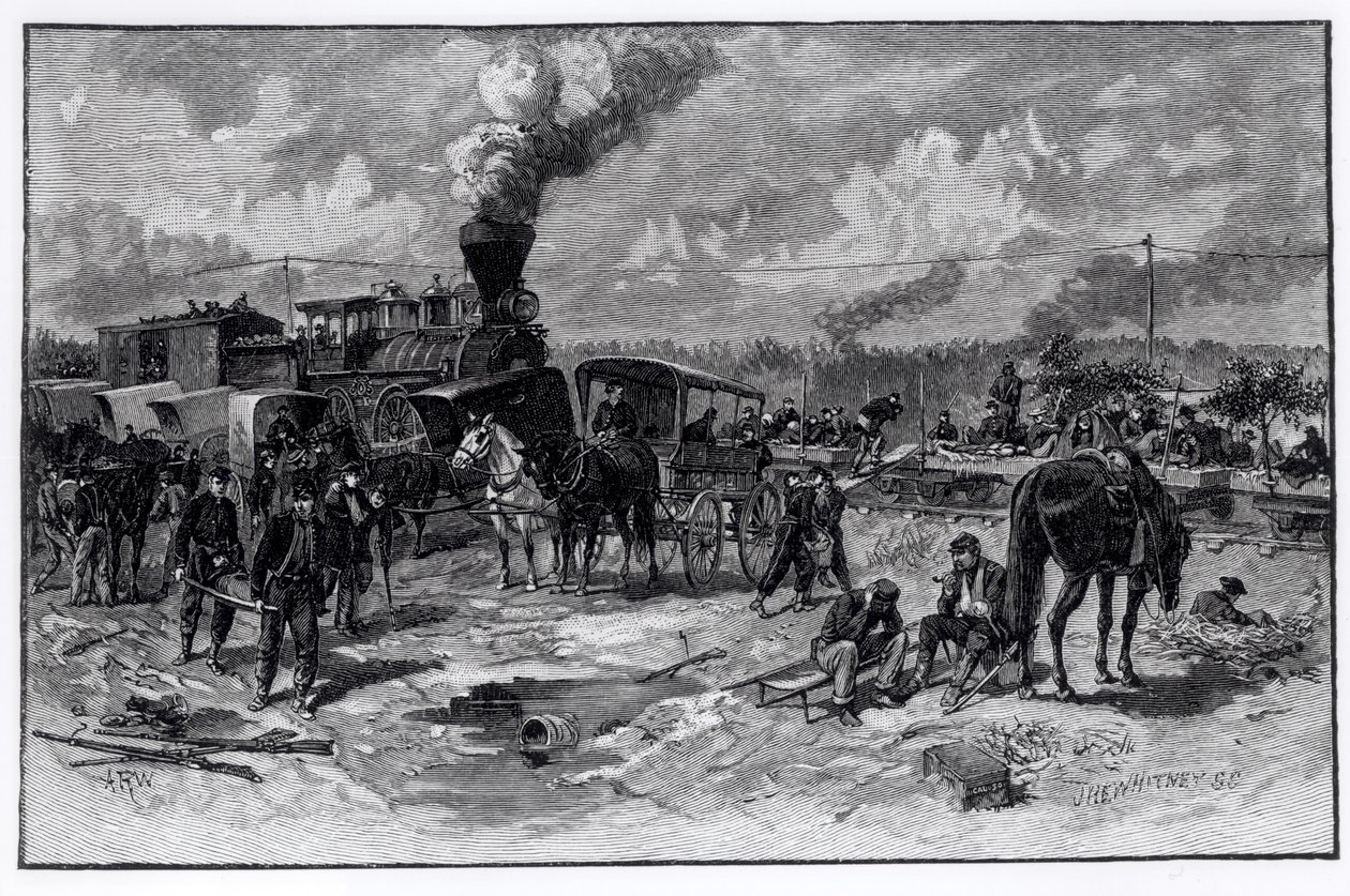 Po bitwie pod siedmioma sosnami, czerwiec 1862, z „Bitwy i przywódcy wojny secesyjnej”, rytowany przez Johna Whitneya (1840-91), 1888 autorstwa American School