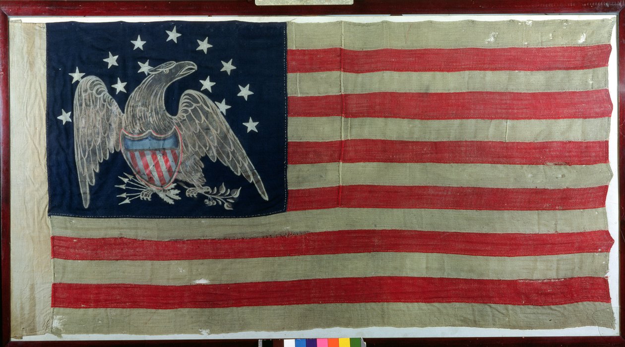 Flaga amerykańska, ok.1781 (wełna i bawełna) autorstwa American School