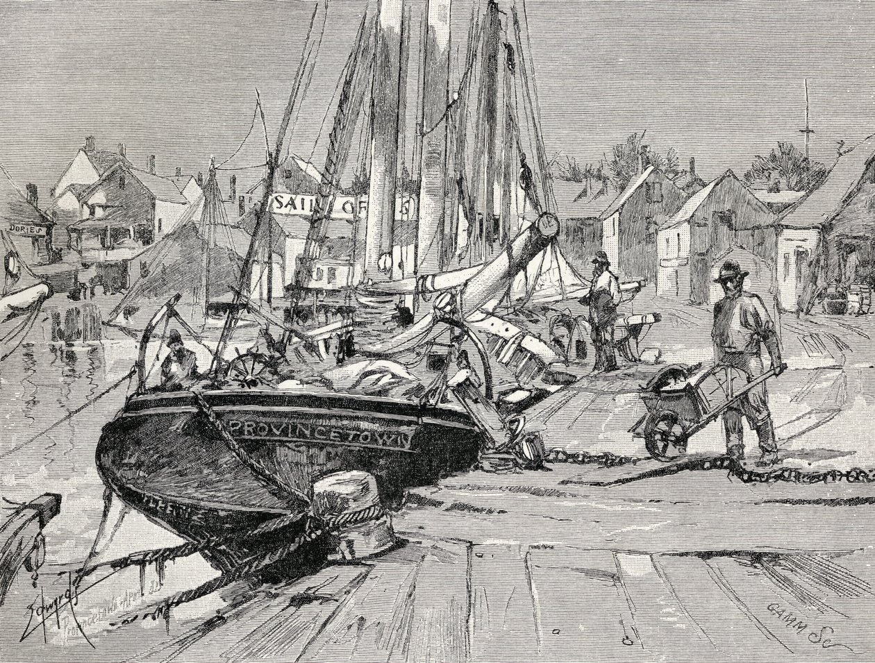 Central Wharf, Provincetown, Cape Cod, z „The Century Illustrated Monthly Magazine”, od maja do października 1883 r. autorstwa American School