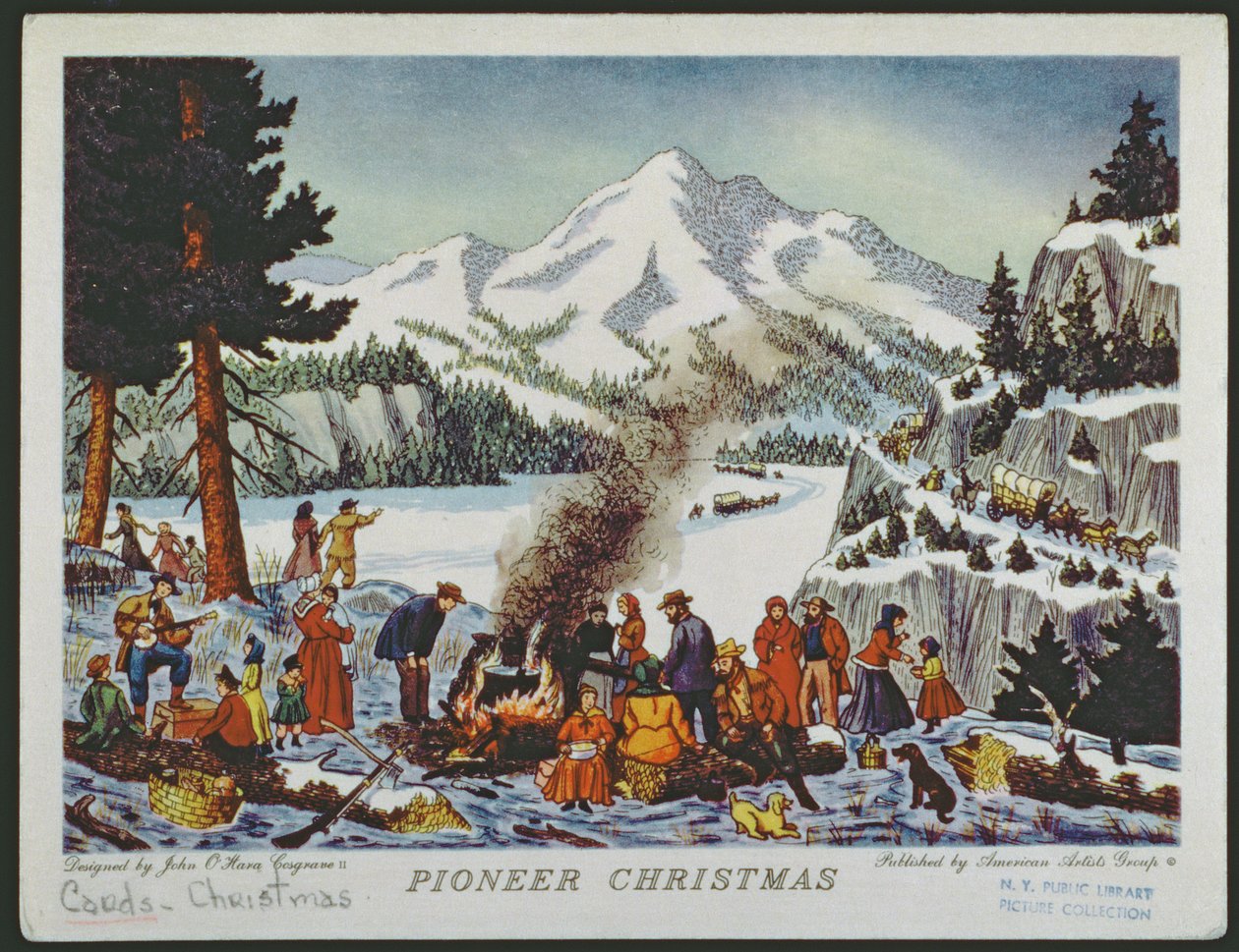 Kartka świąteczna przedstawiająca Pioneer Christmas autorstwa American School