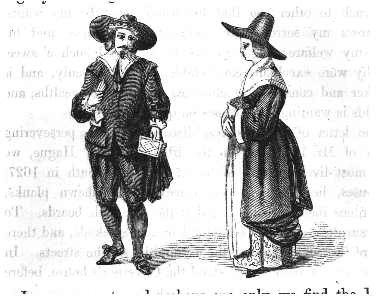Kostium pielgrzymów z „Ojców pielgrzymów” W. Bartletta, 1853 autorstwa American School