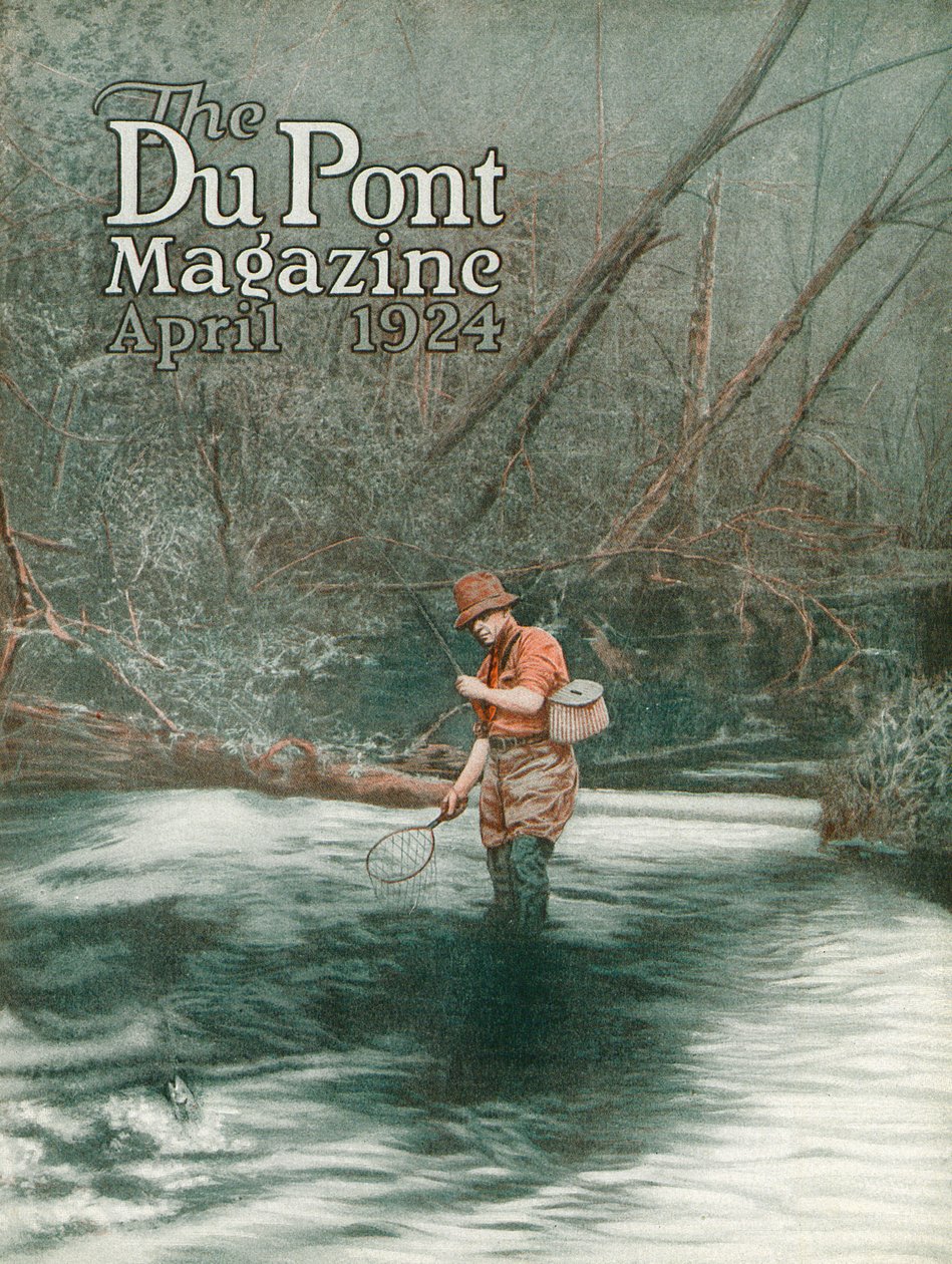 Wędkarstwo muchowe, przednia okładka magazynu DuPont, kwiecień 1924 autorstwa American School