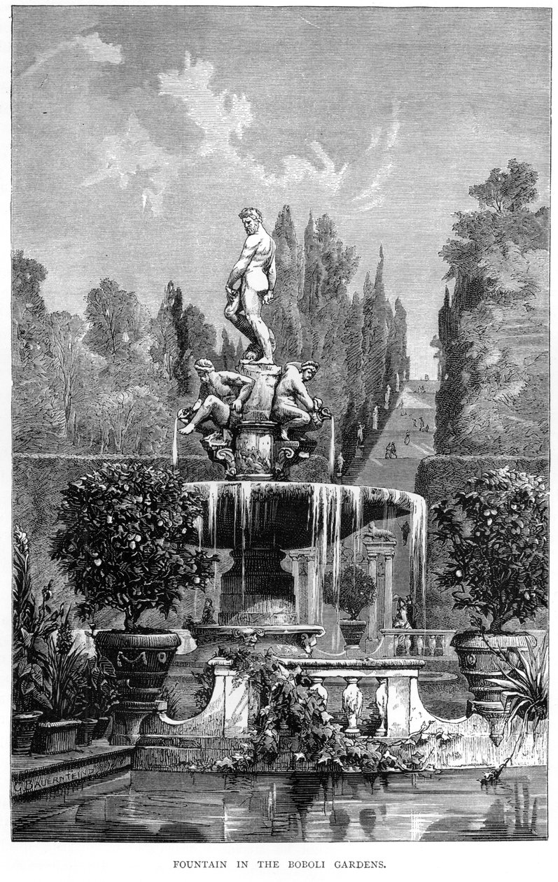 Fontanna w Ogrodach Boboli, wydana przez Scribner, Welford and Armstrong, Nowy Jork, 1877 autorstwa American School