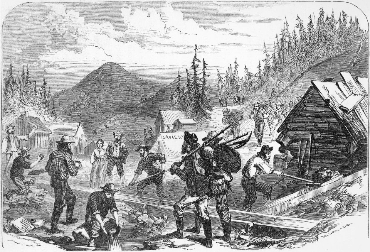 Gregory Gold Diggings, Kolorado, grawerowane przez G. Orra, maj 1859 autorstwa American School