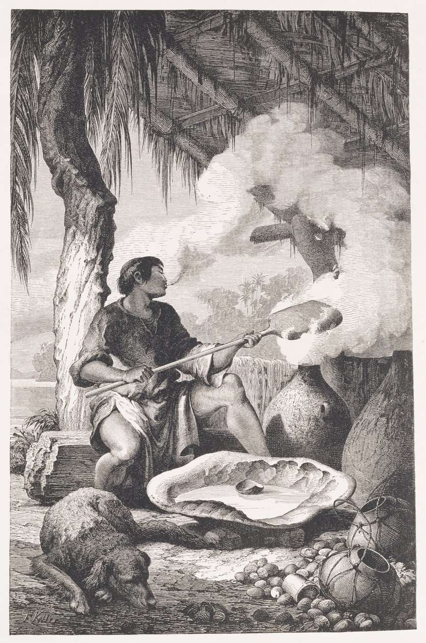 Indyjska manufaktura gumy na brzegach Madery, z „Amazonia i Madery”, autorstwa Franxa Kellera, 1874 autorstwa American School