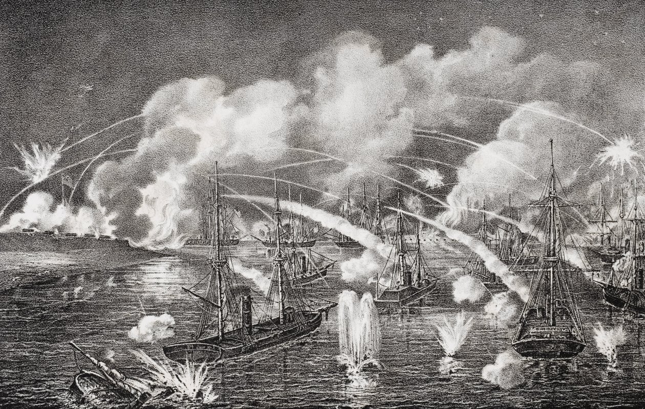 O północy bombardowanie morskie Fort Jackson, Luizjana 1862 autorstwa American School