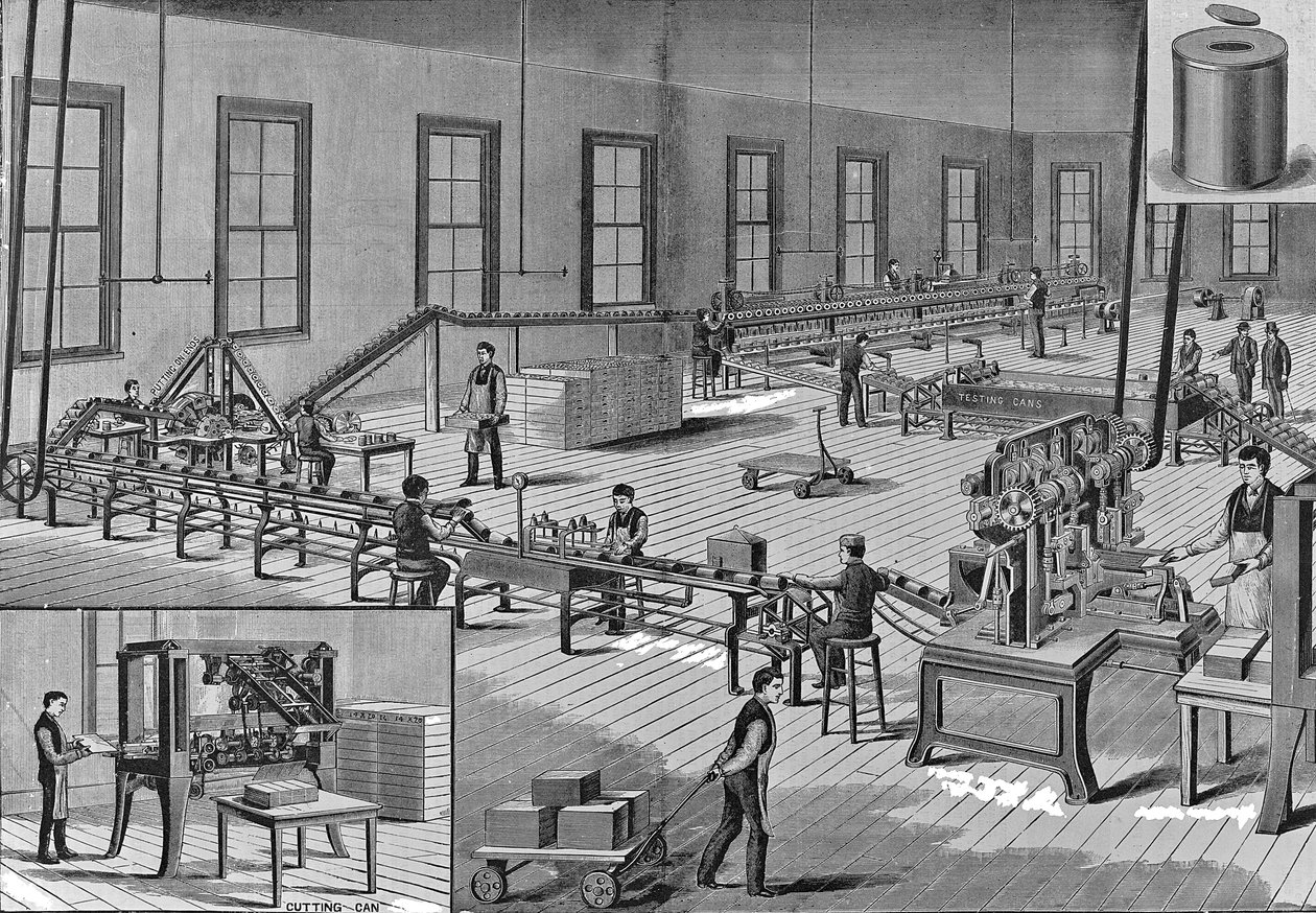 Ulepszone automatyczne maszyny Nortona do produkcji puszek, c.1901 autorstwa American School