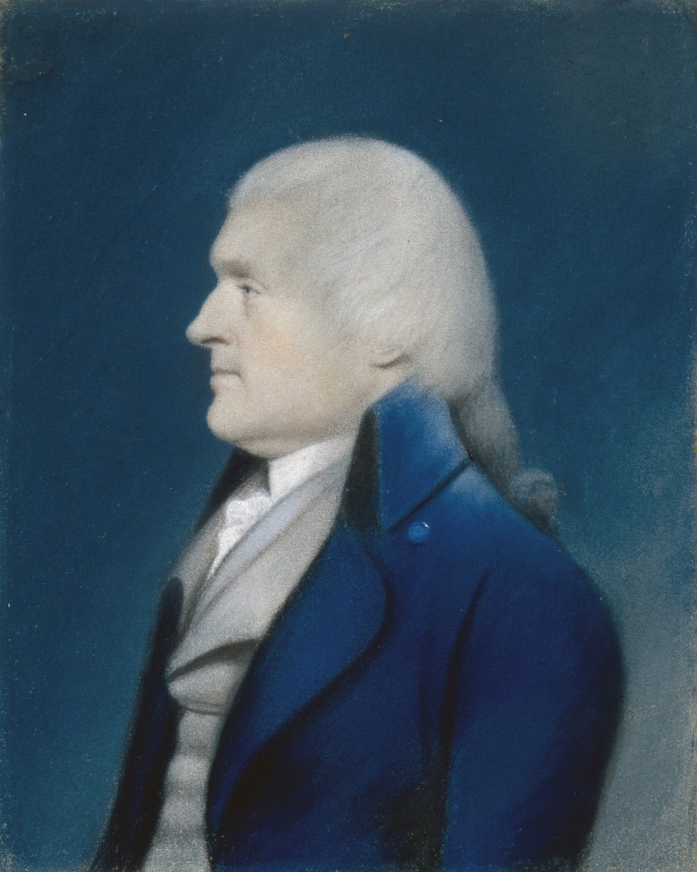 Portret Thomasa Jeffersona, ok. 1930 r. 1800-1832 (pastel na szarym papierze) autorstwa American School