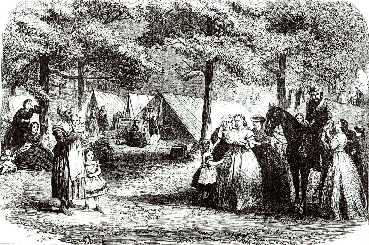 Uchodźcy z południa obozujący w lasach w pobliżu Vicksburga, 1863 r. autorstwa American School