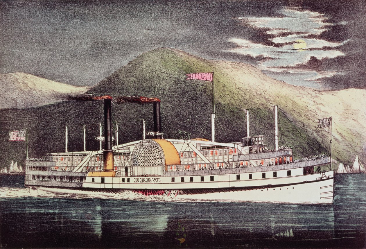 Steamer Drew, wydane przez Nathaniela Curriera (1813-88) i Jamesa Merritta Ivesa (1824-95) autorstwa American School