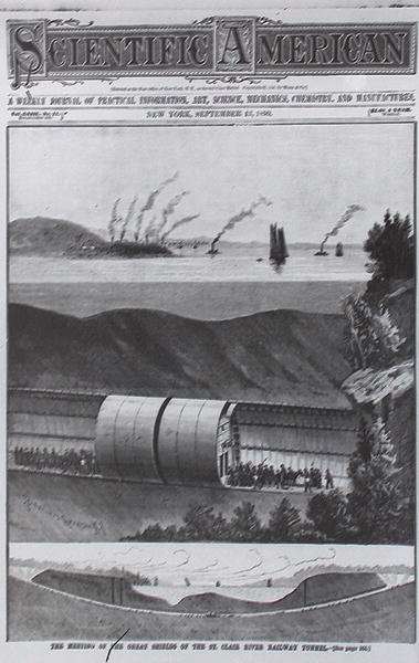 Podziemny tunel pod rzeką St. Claire, z Scientific American 13 września 1890 r. autorstwa American School