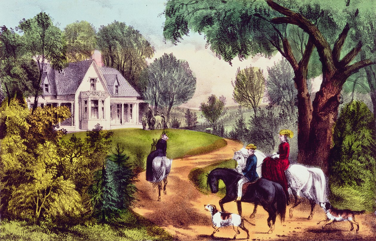 Summer in the Country, opublikowane przez Nathaniela Curriera (1813-88) i Jamesa Merritta Ivesa (1824-95) autorstwa American School