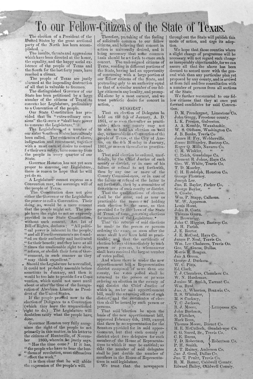 Rozporządzenia o secesji Teksasu, 8 stycznia 1861 (druk) autorstwa American School