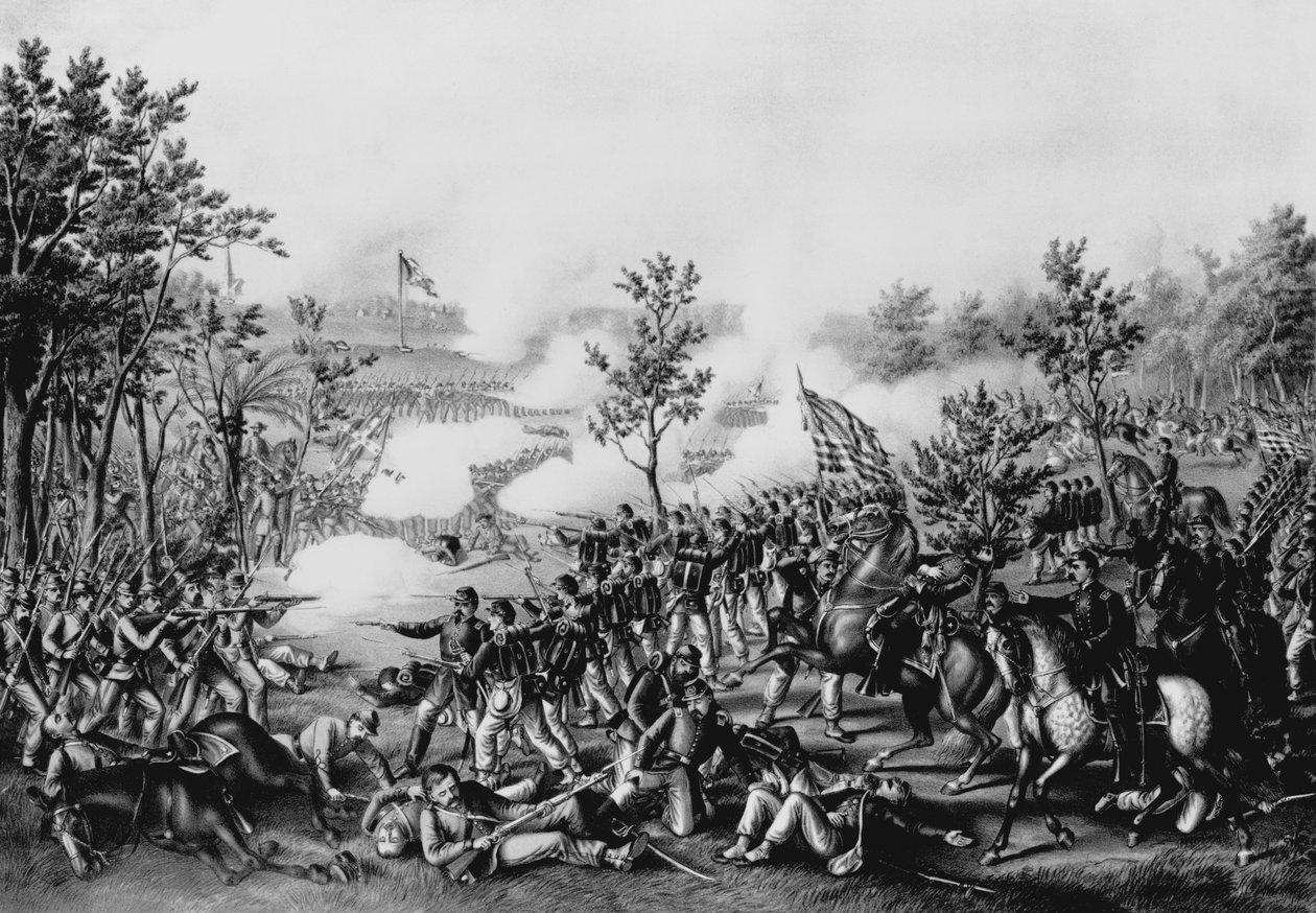 The Death of General James B. Mcpherson at The Battle of Atlanta, July 22nd, 1864, pub. by Kurz und Allison, Chicago, 1888 autorstwa American School