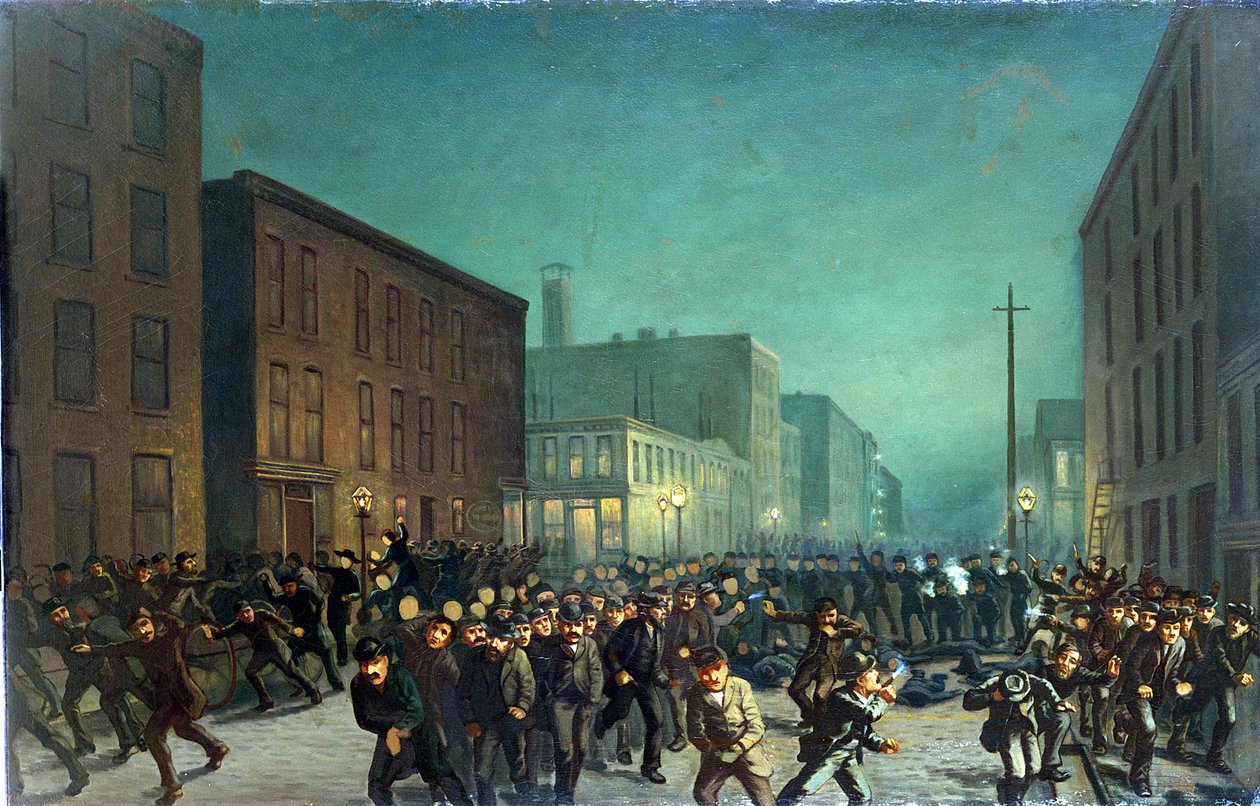 Zamieszki na Haymarket, Chicago 1 maja 1866 r., ok. 1886 r autorstwa American School