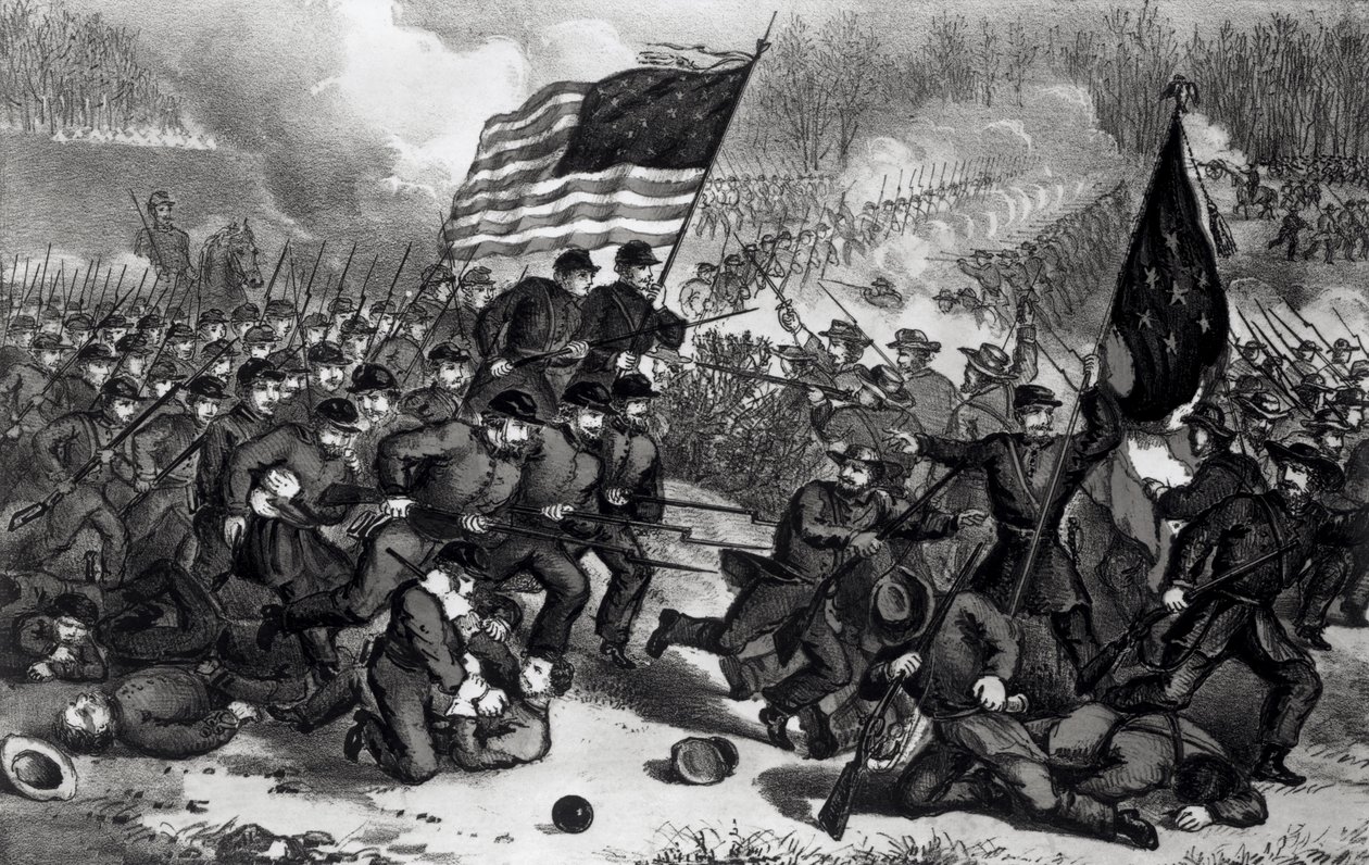 Druga bitwa pod Bull Run, walczyła 29 sierpnia 1862, wyd. przez Currier i Ives autorstwa American School