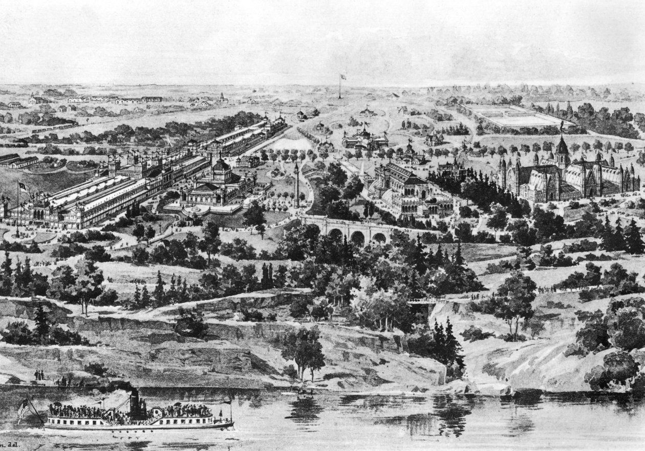 Widok na wystawę stulecia, Filadelfia, 1876 autorstwa American School