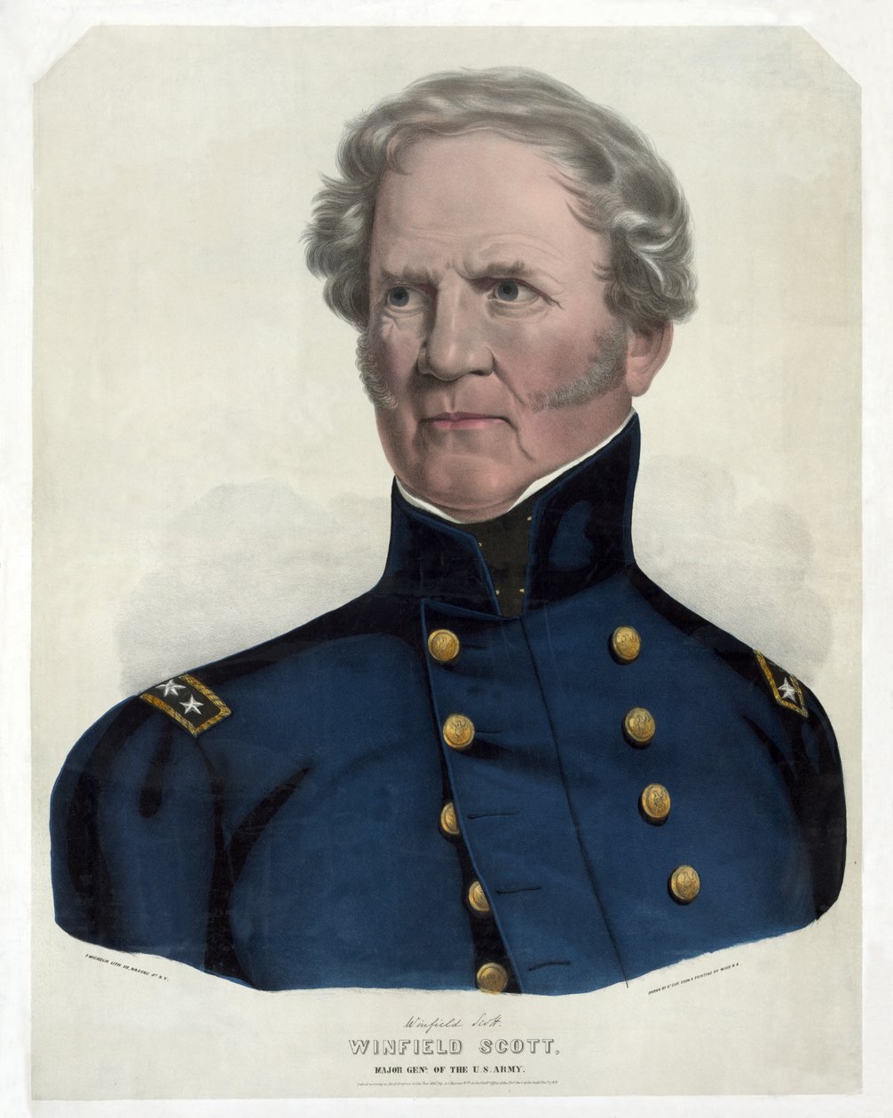 Winfield Scott, generał dywizji US Army, wyd. 1847 (ręcznie kolorowana litografia) autorstwa American School