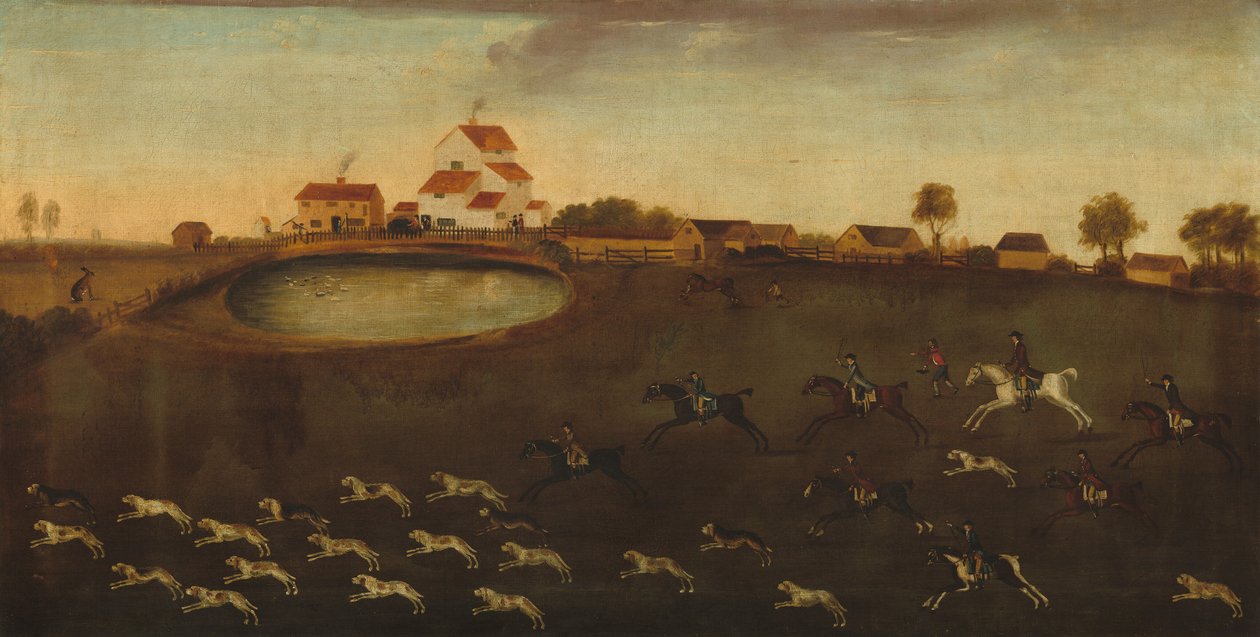 Scena polowania ze stawem autorstwa American 18th Century