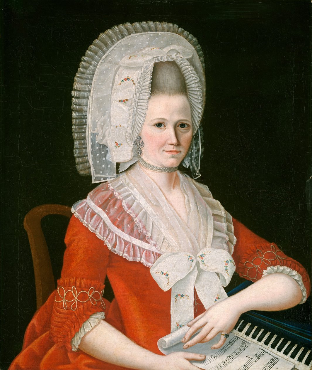 Pani nosząca dużą białą czapkę autorstwa American 18th Century