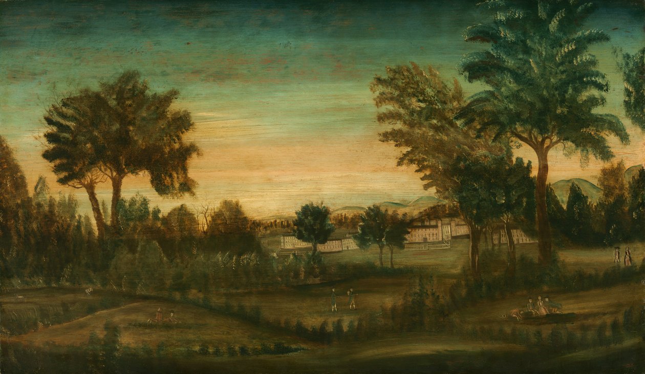 Krajobraz z budynkami autorstwa American 18th Century