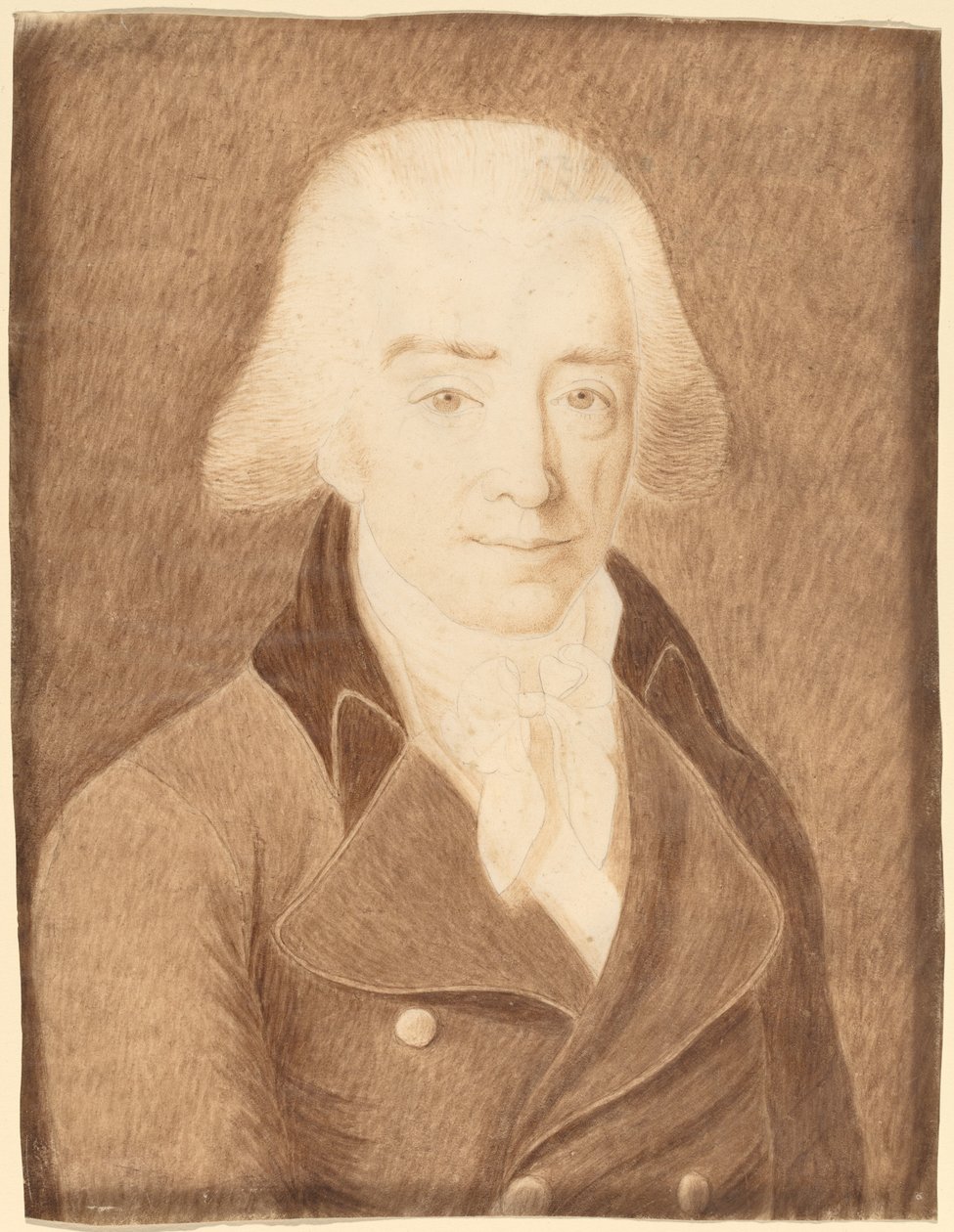 Mężczyzna w świetnym płaszczu autorstwa American 18th Century or Possibly Joseph Badger