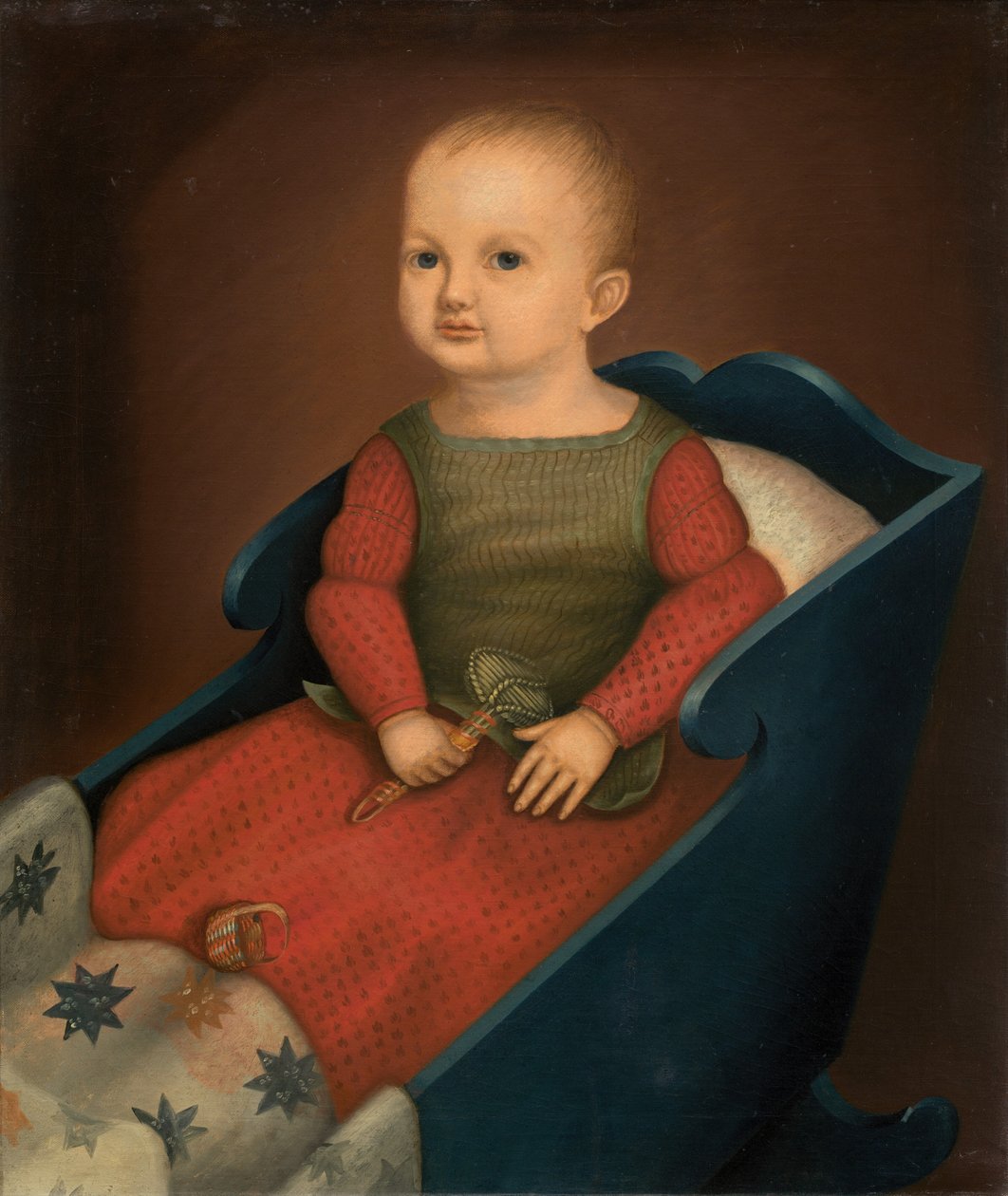 Dziecko w niebieskiej kołysce autorstwa American 19th Century