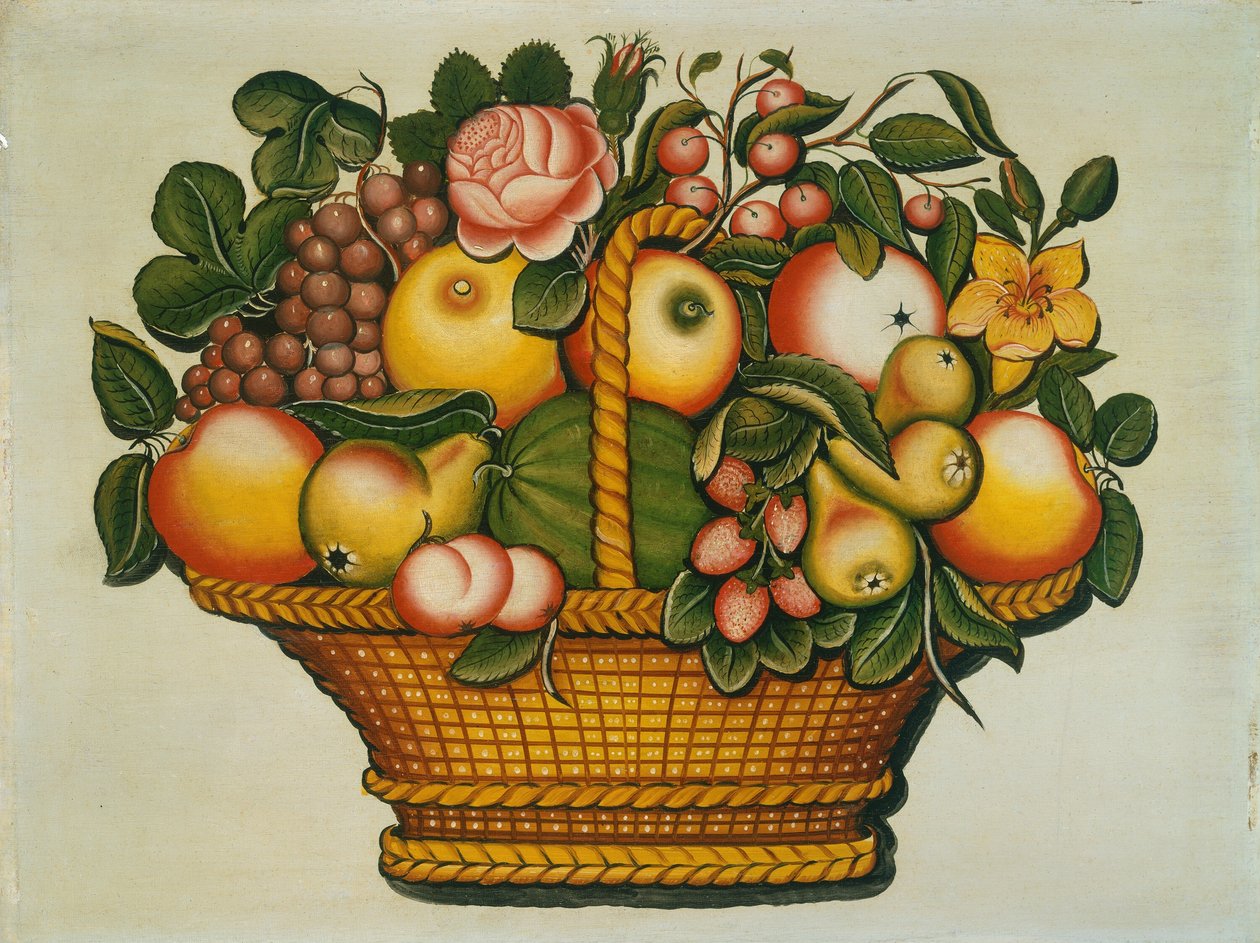 Kosz owoców z kwiatami autorstwa American 19th Century